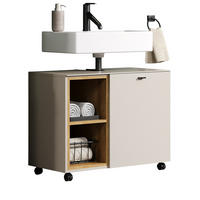 WASCHBECKENUNTERSCHRANK Sand, Evoke Eiche 80 cm, Badschrank auf Rollen, Soft-Close - Sandfarben/Kaschmir, Holzwerkstoff/Metall (80/64/42cm) - Top.Furn