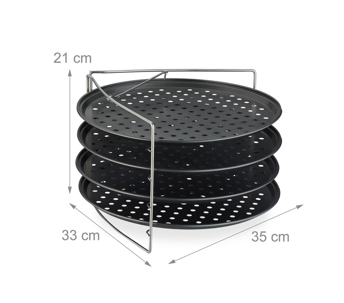 4XPIZZABLECH - Anthrazit, Metall (35/21/33cm) - Relaxdays