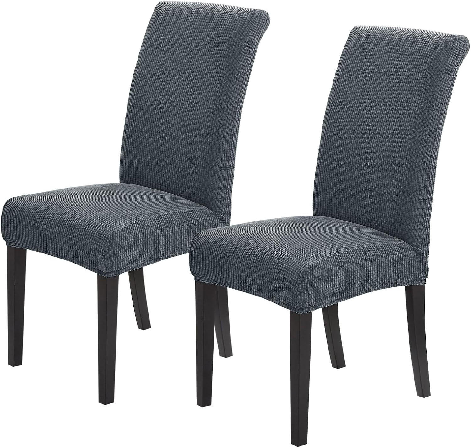 STUHLHUSSE wasserdichte Stretch-Jacquard Dunkelgrau 2er-Set - Dunkelgrau, Textil (38/47cm) - Kaket