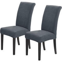 STUHLHUSSE wasserdichte Stretch-Jacquard Dunkelgrau 2er-Set - Dunkelgrau, Textil (38/47cm) - Kaket