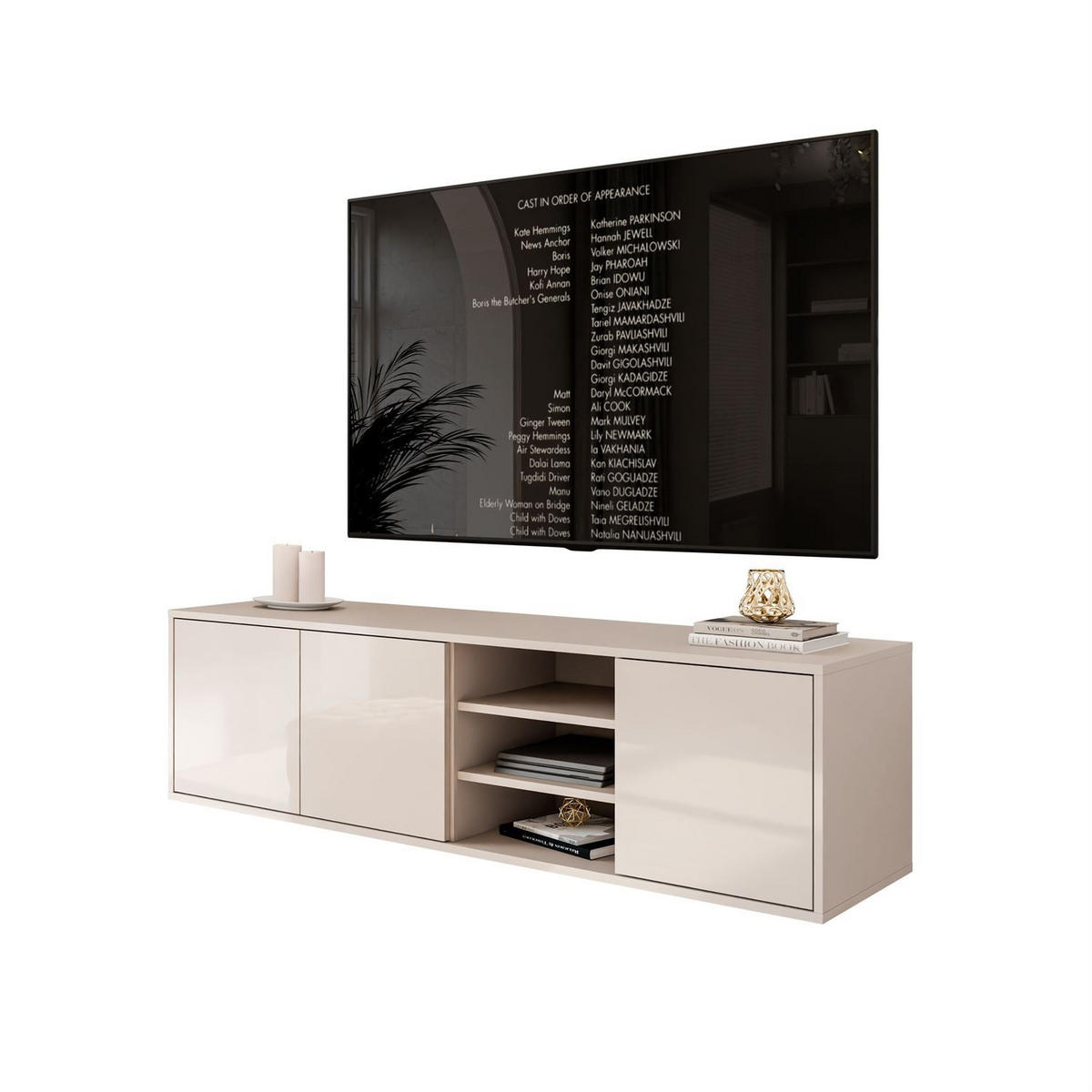 TV-SCHRANK SANAYI Kaschmir Hochglanz – hängend - Kaschmir, Holzwerkstoff (156/42/38cm) - Lookway