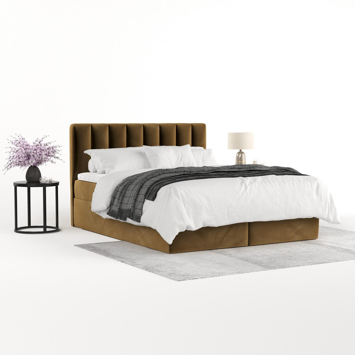 BOXBETT Lusso 180/200 cm Honiggelb im Kronos Stoff - Schwarz/Honig, Holz/Holzwerkstoff (180/200cm) - AltaBeds