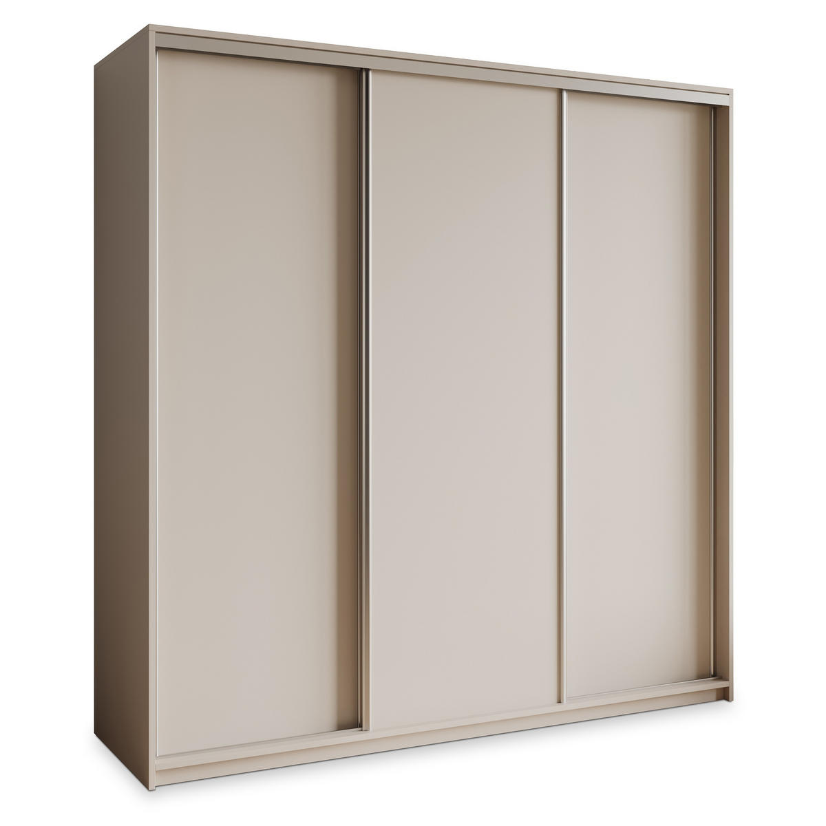 SCHWEBETÜRENSCHRANK NISSE 180/205/60 cm 3-türig mit Schubladen Kaschmir - Kaschmir/Nickelfarben, Holzwerkstoff (180/205/60cm) - MASSENO