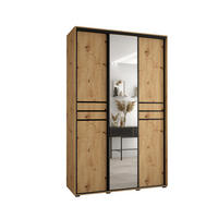 SCHWEBETÜRENSCHRANK 235,2/160/60 3-türig - Schwarz/Eiche Artisan, Holz/Metall (160/235/60cm) - Abiks Möbel
