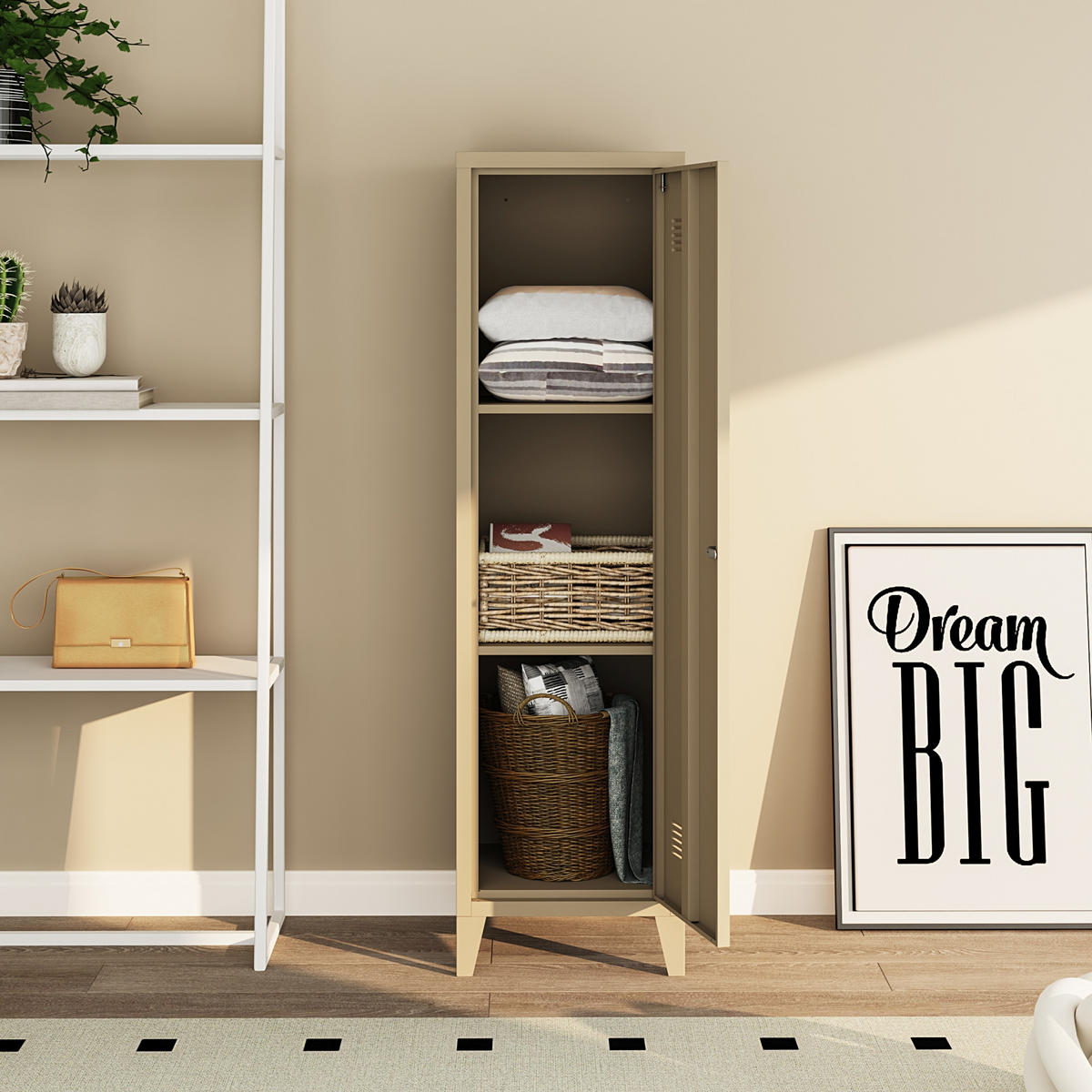 EINZELSPIND Kurikka - Braun, Metall (38/137/38cm) - [en.casa]