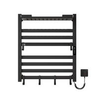 HANDTUCHHEIZKÖRPER 70/60 cm Schwarz elektrisch 233 W mit WLAN, Ablage und 6 Haken - Schwarz, Metall (60/70/20cm) - S'AFIELINA