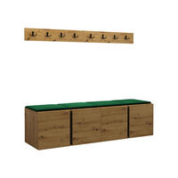 GARDEROBEN-SET Orion VII - Eiche Artisan/Grün, Holzwerkstoff/Kunststoff (168/42/46cm) - MIRJAN24