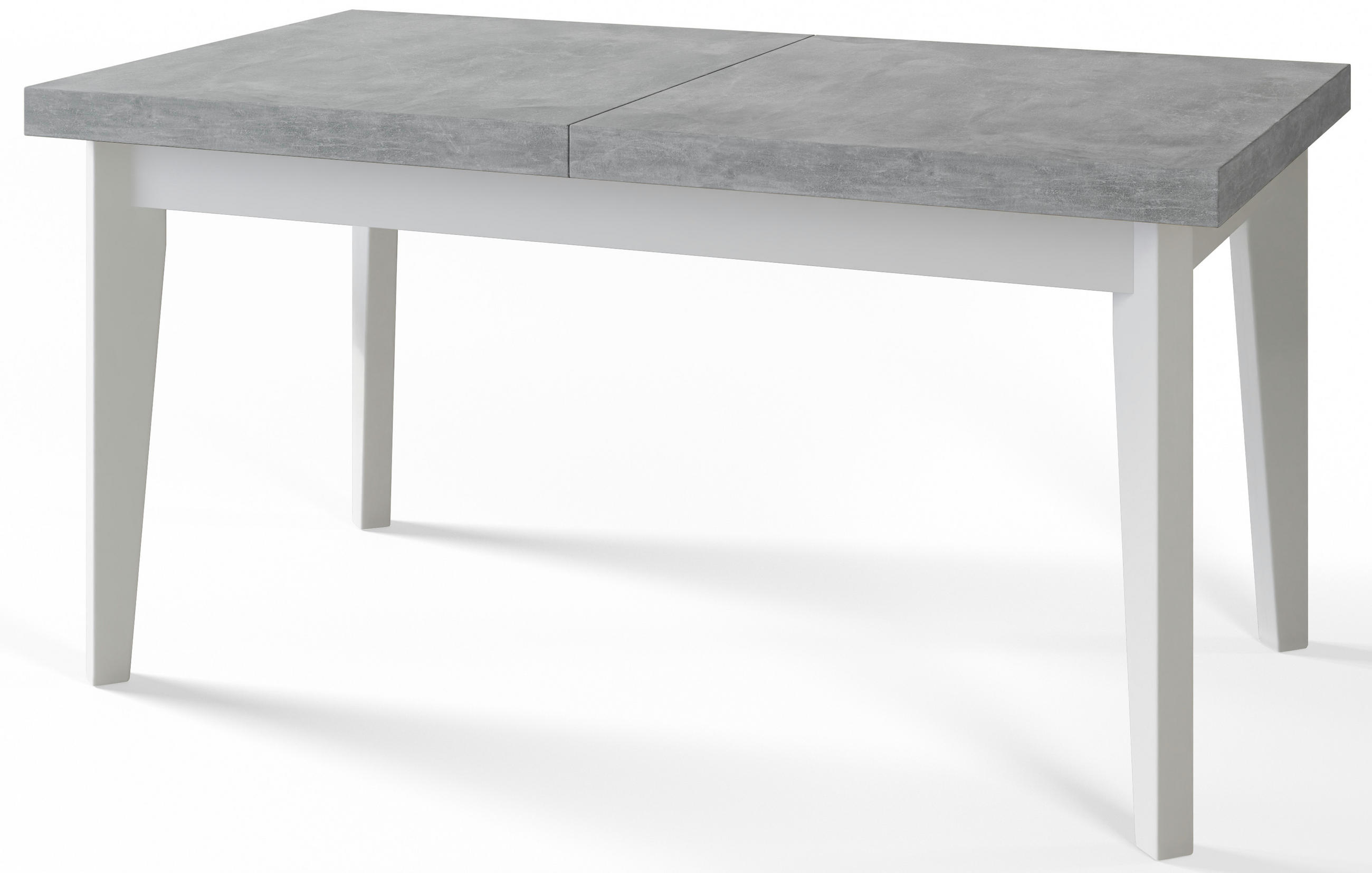 ESSZIMMERTISCH SKANDI, ausziehbarer Tisch: 200-300X100X78 cm, Farbe: ATELIER, mit Holzbeinen in Farbe Weiß - Weiß/Grau, Holzwerkstoff (200/100/78cm) - Alpi-Möbel