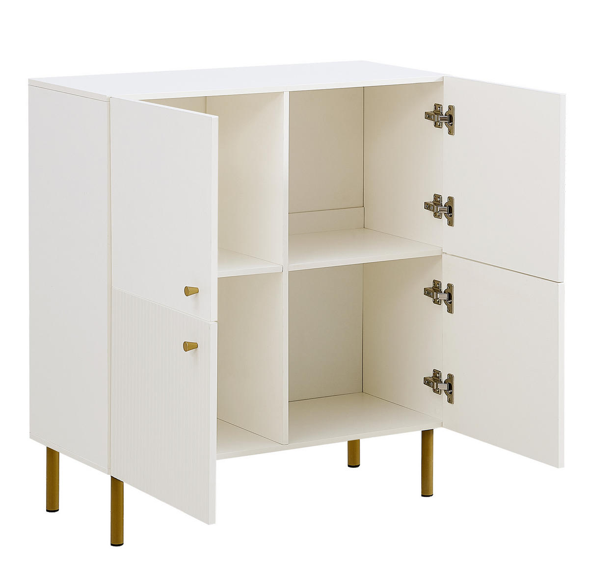 SIDEBOARD 80/36/90 cm weiß aus MDF mit Stahlbeinen - Weiß, Holzwerkstoff (36/90/80cm) - OKWISH