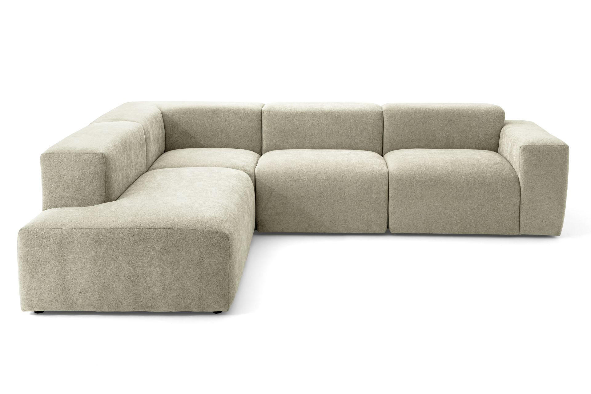 4-SITZER modulares Ecksofa HEAVEN SET 2 Links, Breite 300 cm Webstoff Olivgrün - Schwarz/Olivgrün, Holz/Kunststoff (300/245cm) - Muffo