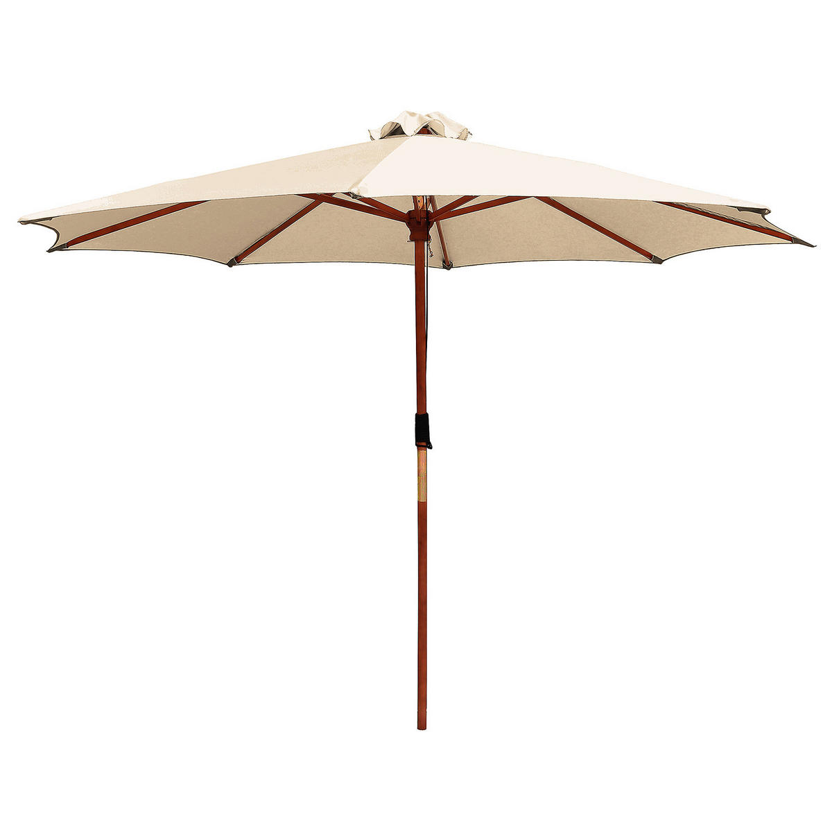 SONNENSCHIRM - Eukalyptus massiv / Polyester - Beige, Holz/Textil (300/300cm) - home24