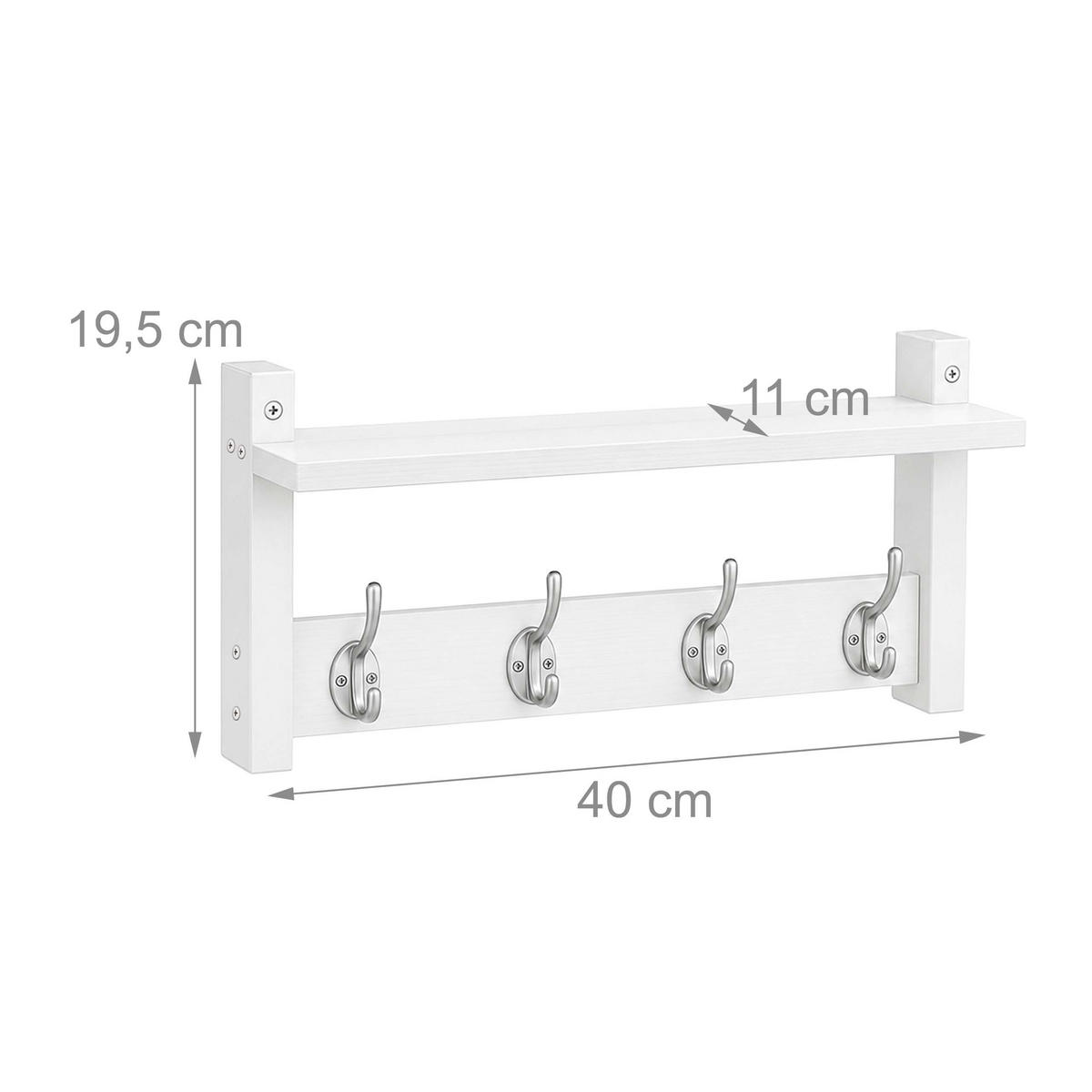 WANDGARDEROBE Weiß 2er-Set - Weiß, Holzwerkstoff/Metall (40/19.5/11cm) - Relaxdays