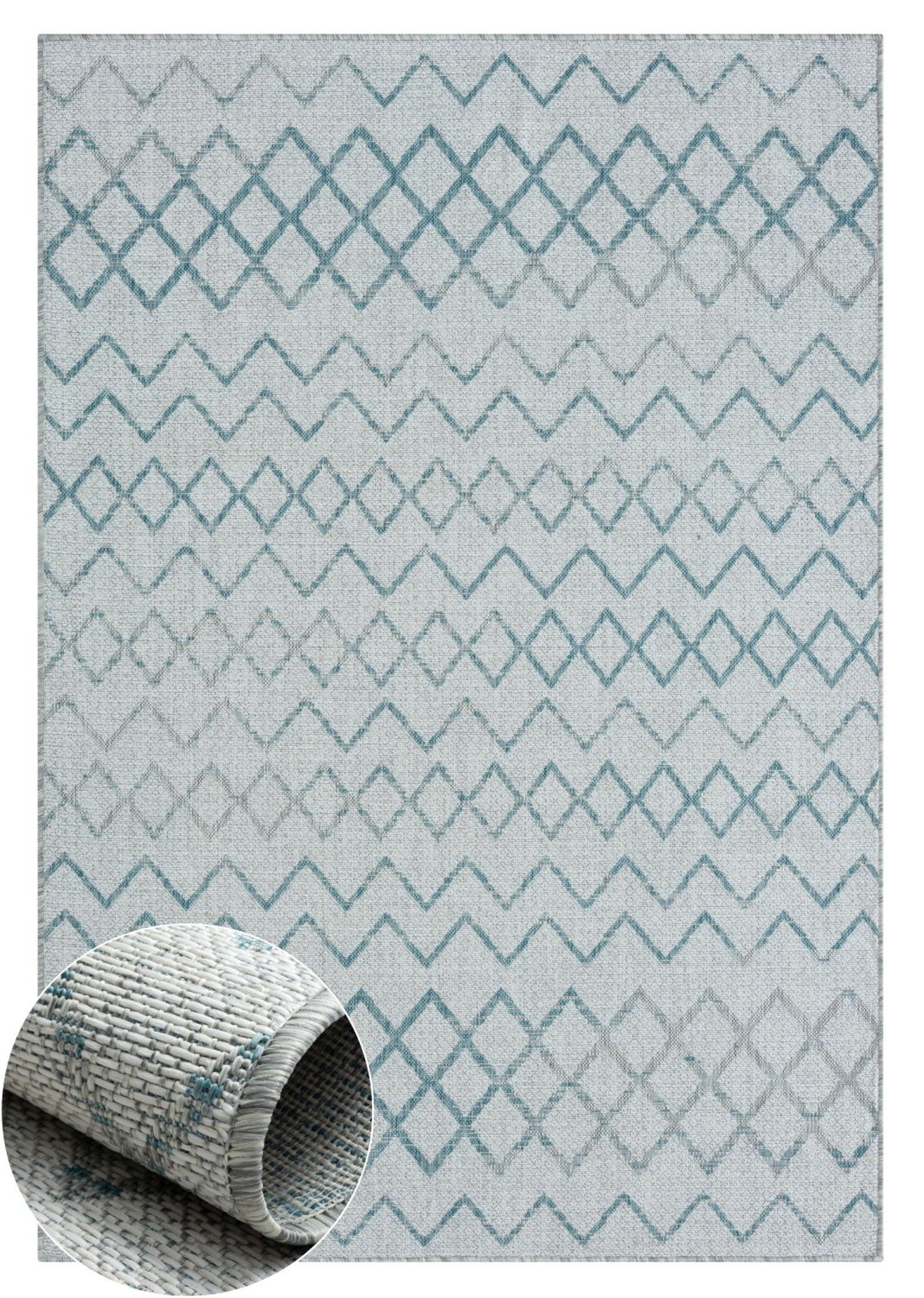 OUTDOORTEPPICH Lumina Petrol,Hellgrau,Creme 160/230 cm - Petrol, Textil (160/230cm) - My-Rug