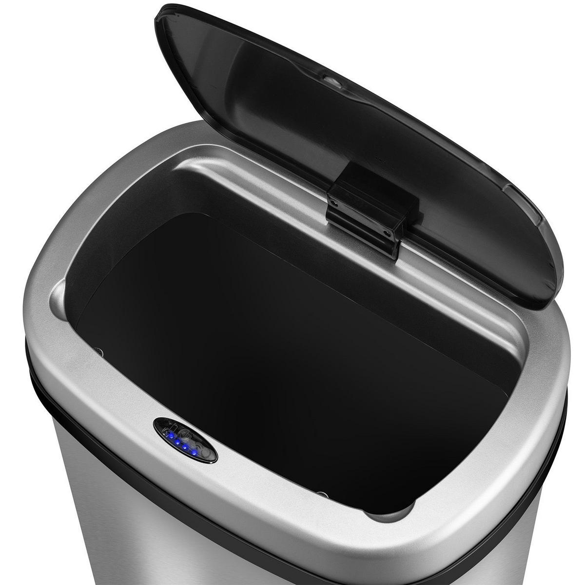 MÜLLEIMER viereckig 70L silber mit Sensor - Silberfarben, Metall (40/73/29cm) - Juskys