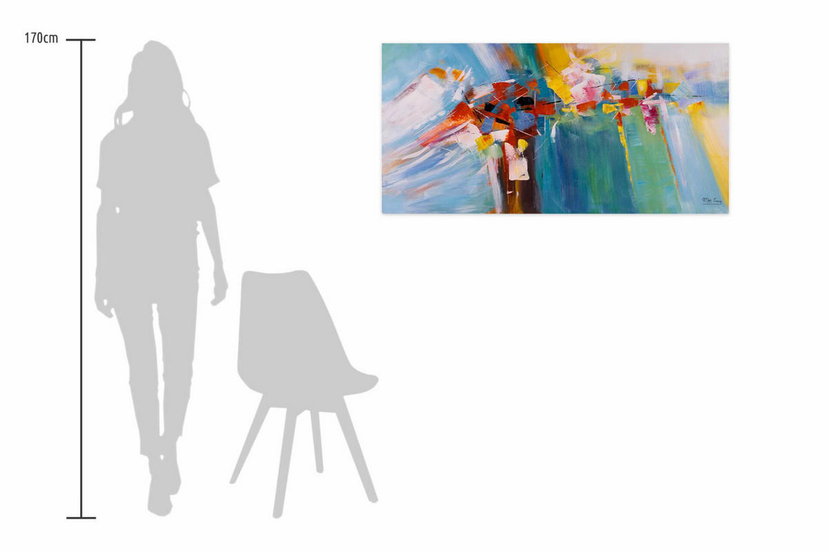 ACRYLBILD HANDGEMALT 120/60 cm - Blau/Multicolor, Holz/Textil (1.64/60cm) - KUNSTLOFT