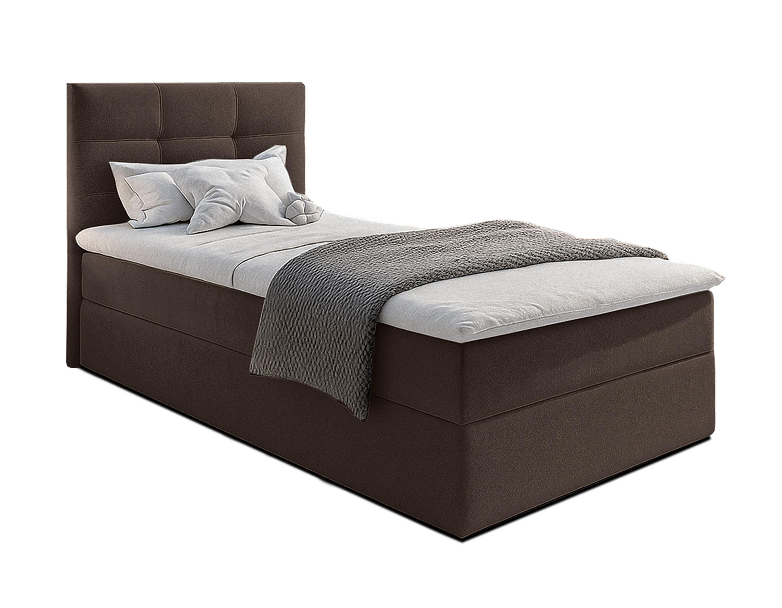 BOXBETT GECETENI 90x200 cm mit Bettkasten und Matratze - Braun - Schwarz/Braun, Holz/Holzwerkstoff (90/200cm) - AX Living