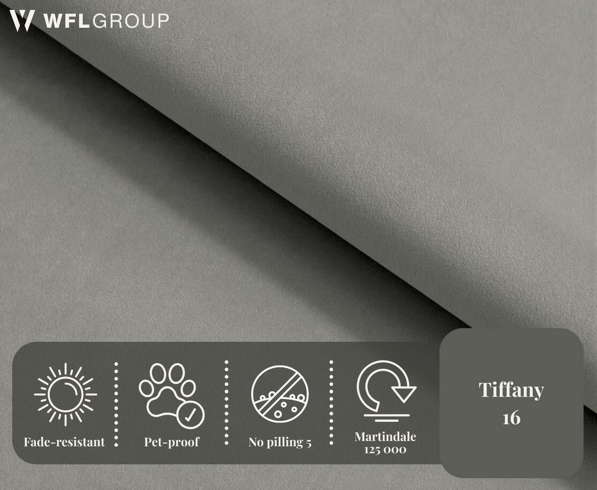 ECKSOFA Nora L-Form 3-Sitzer Universell, Samt, Grau 223/73/223 cm - Schwarz/Grau, Kunststoff/Textil (223/223cm) - WFL GROUP