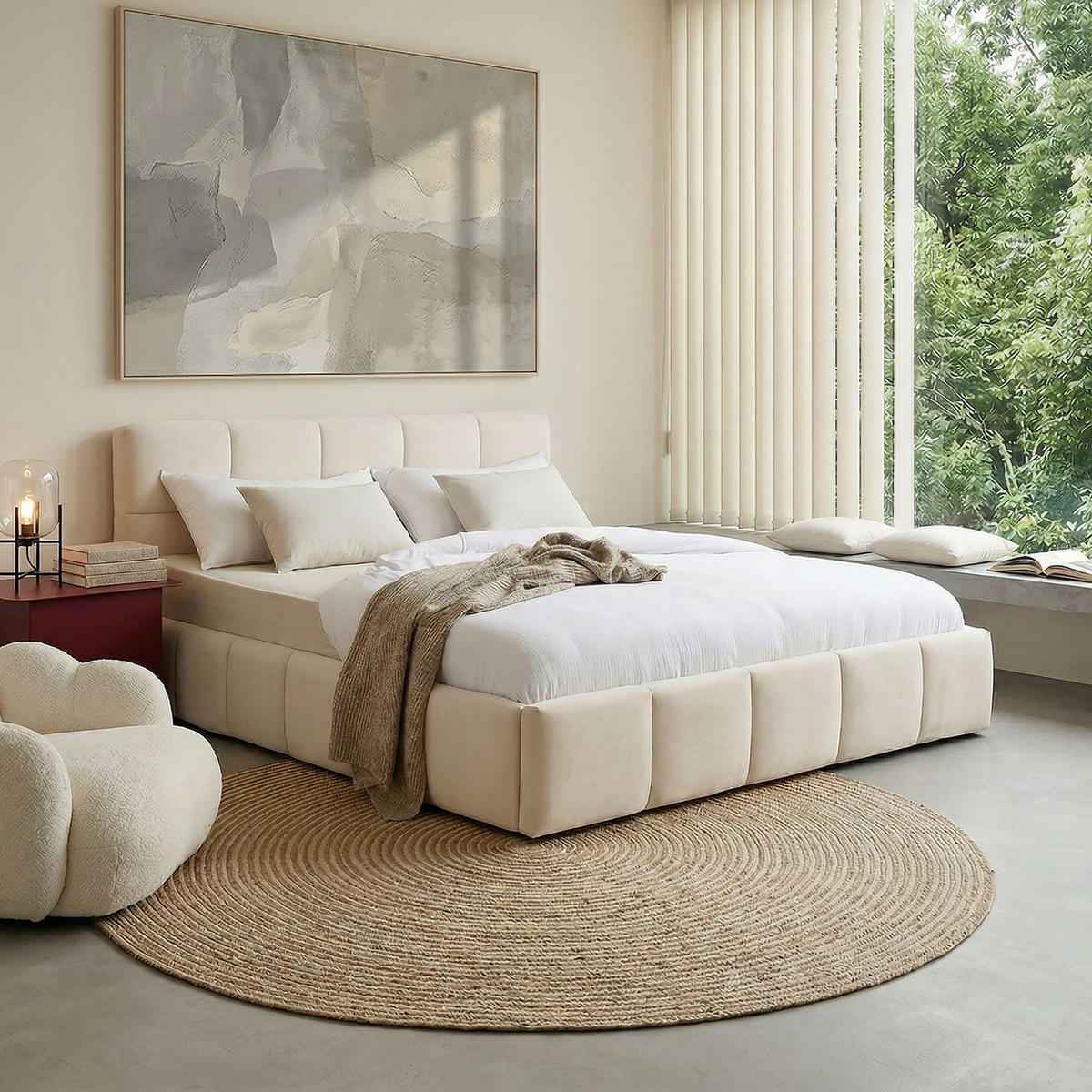 POLSTERBETT CLOUD 180x200 cm cremeweiß - Creme, Textil (180/200cm) - IDIMEX