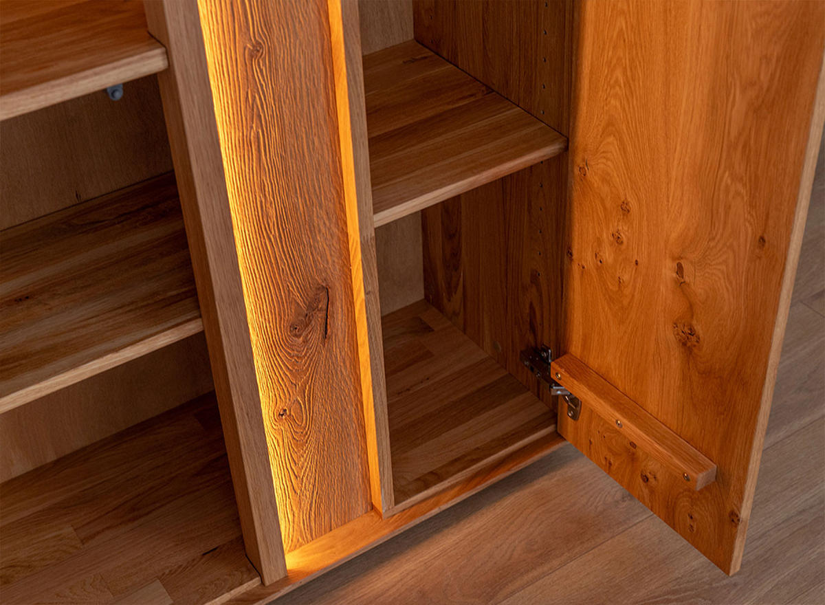 VITRINE Collodi Wildeiche Natur 84,5 / 37 / 205cm - Wildeiche, Holz (84.5/205/37cm) - Feldmann-Wohnen