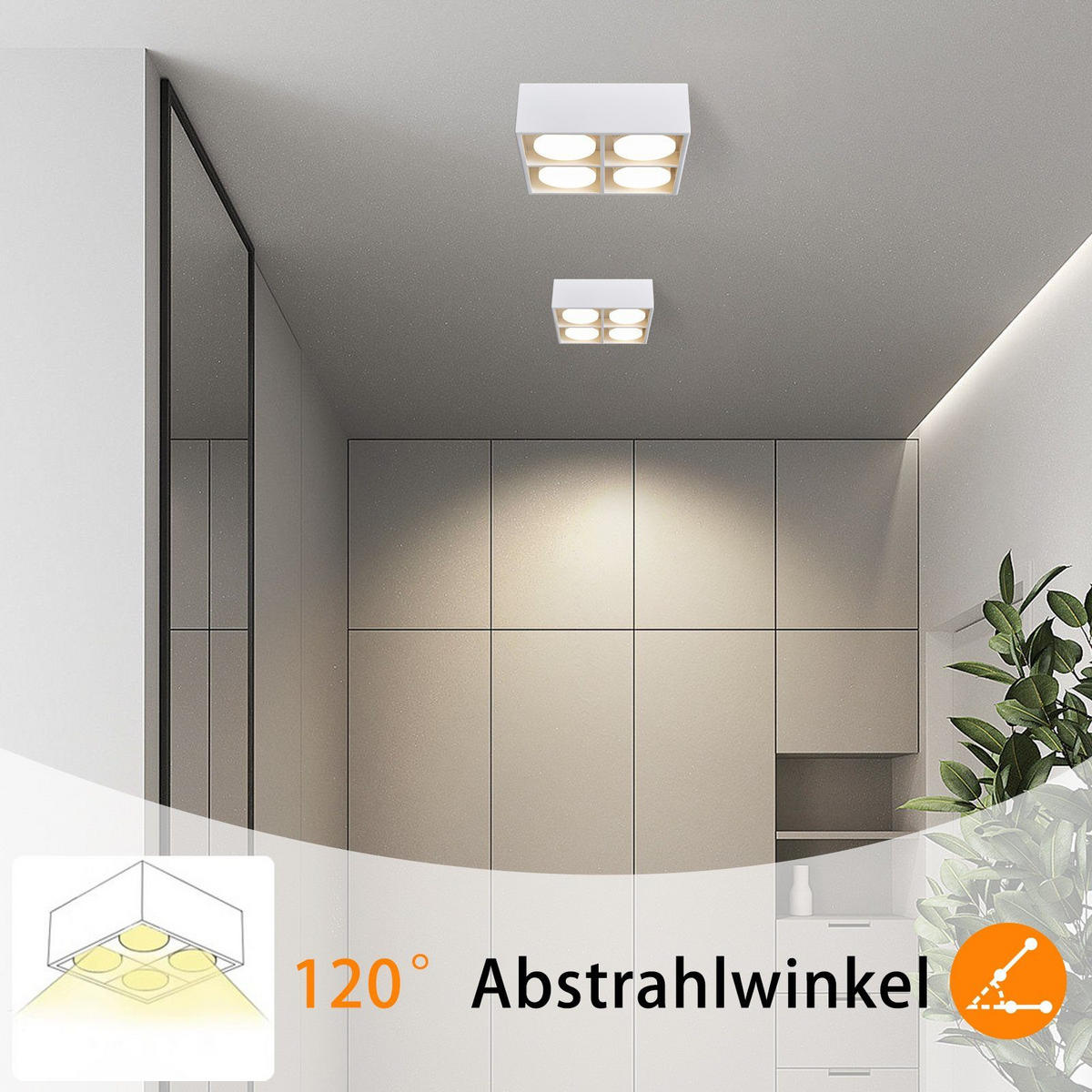 LED-DECKENLEUCHTE Harmonie 4-flammig 20/20/9 cm - Weiß, Metall (20/20/9cm) - Nettlife