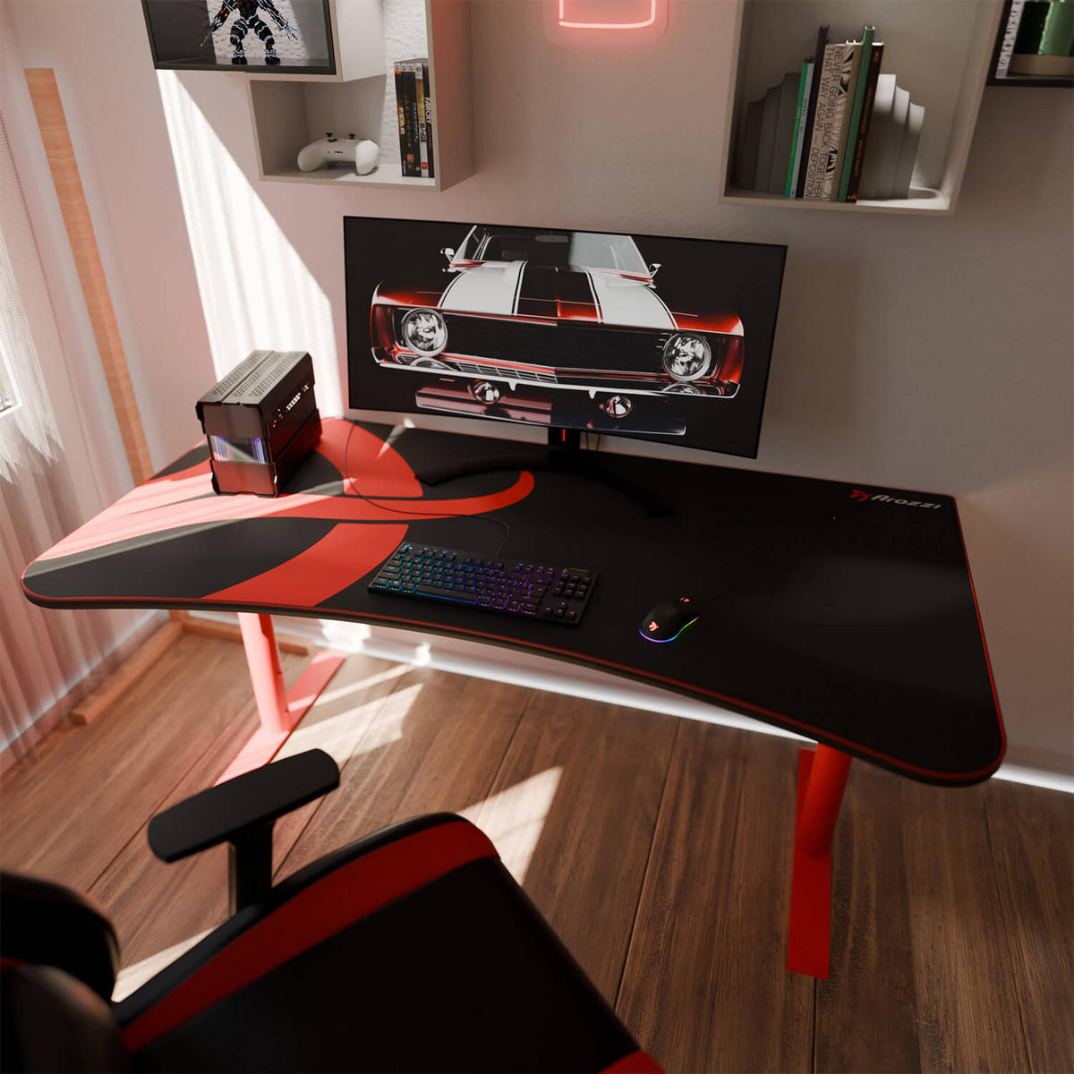 GAMINGTISCH Arena 160/82/71-81 cm Rot - Rot, Metall (82/160/71cm) - Arozzi