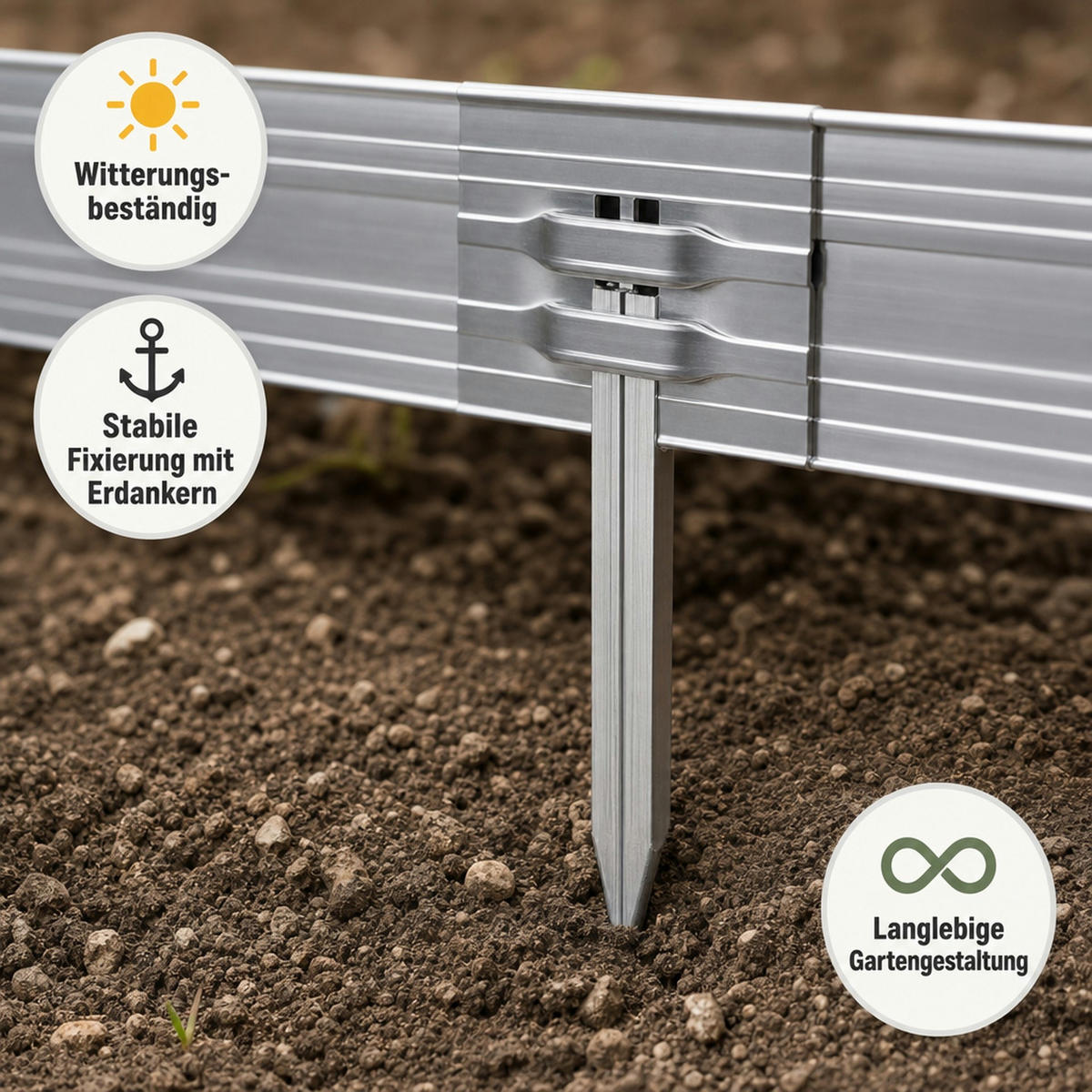 ULTRA Starke Alu Rasenkante 14cm x 100cm | Beeteinfassung Beetumrandung Beetbegrenzungen - Alufarben, Metall (14/5/100cm) - Green-Split