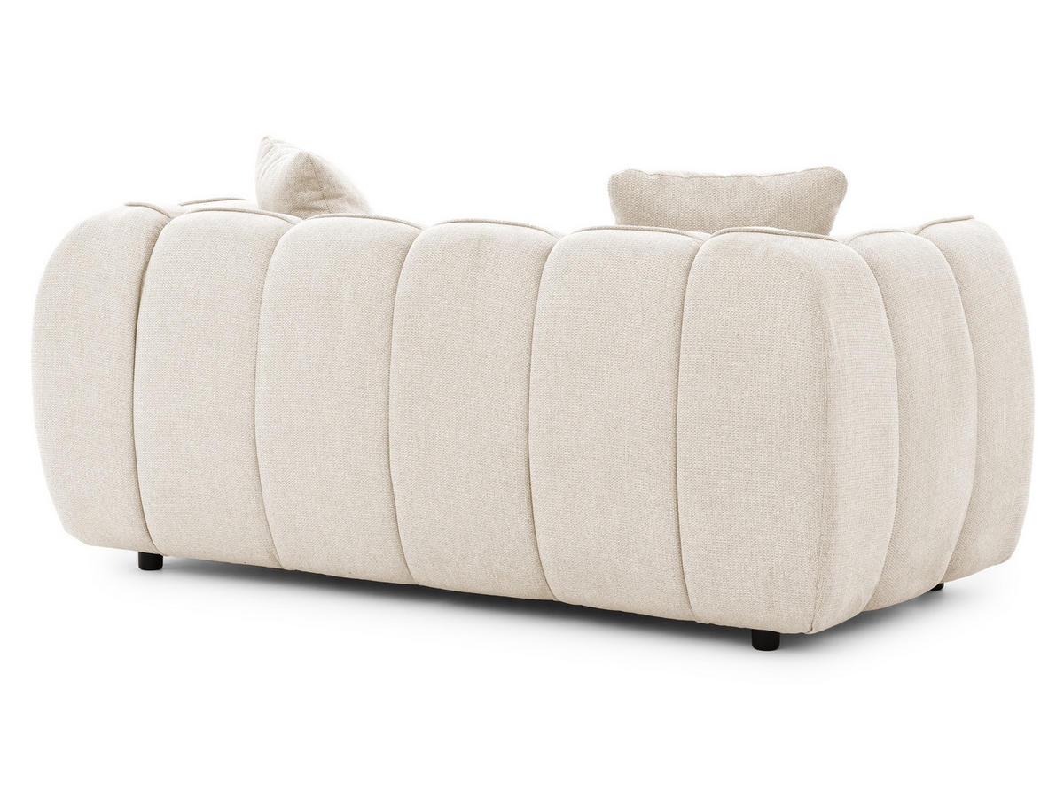 SITZGARNITUR 3+2 Nubira in tief gesteppter Bubble-Optik aus weichem Hellbeige Strukturstoff im modernen Design - Beige/Schwarz, Holz/Kunststoff (228/69/89cm) - S-Style Möbel