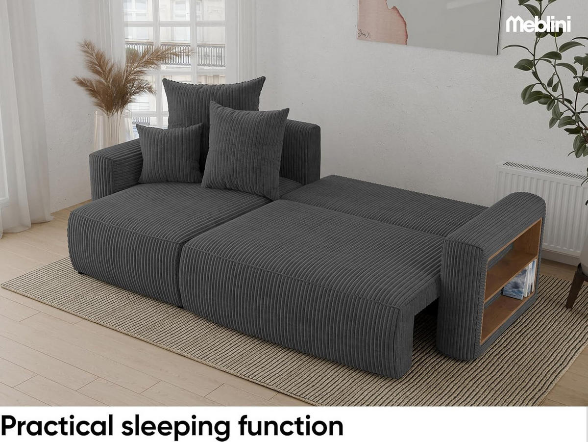 ECKSOFA SOLARIS L - Blau/Dunkelgrau, Holzwerkstoff (238/142cm) - Meblini