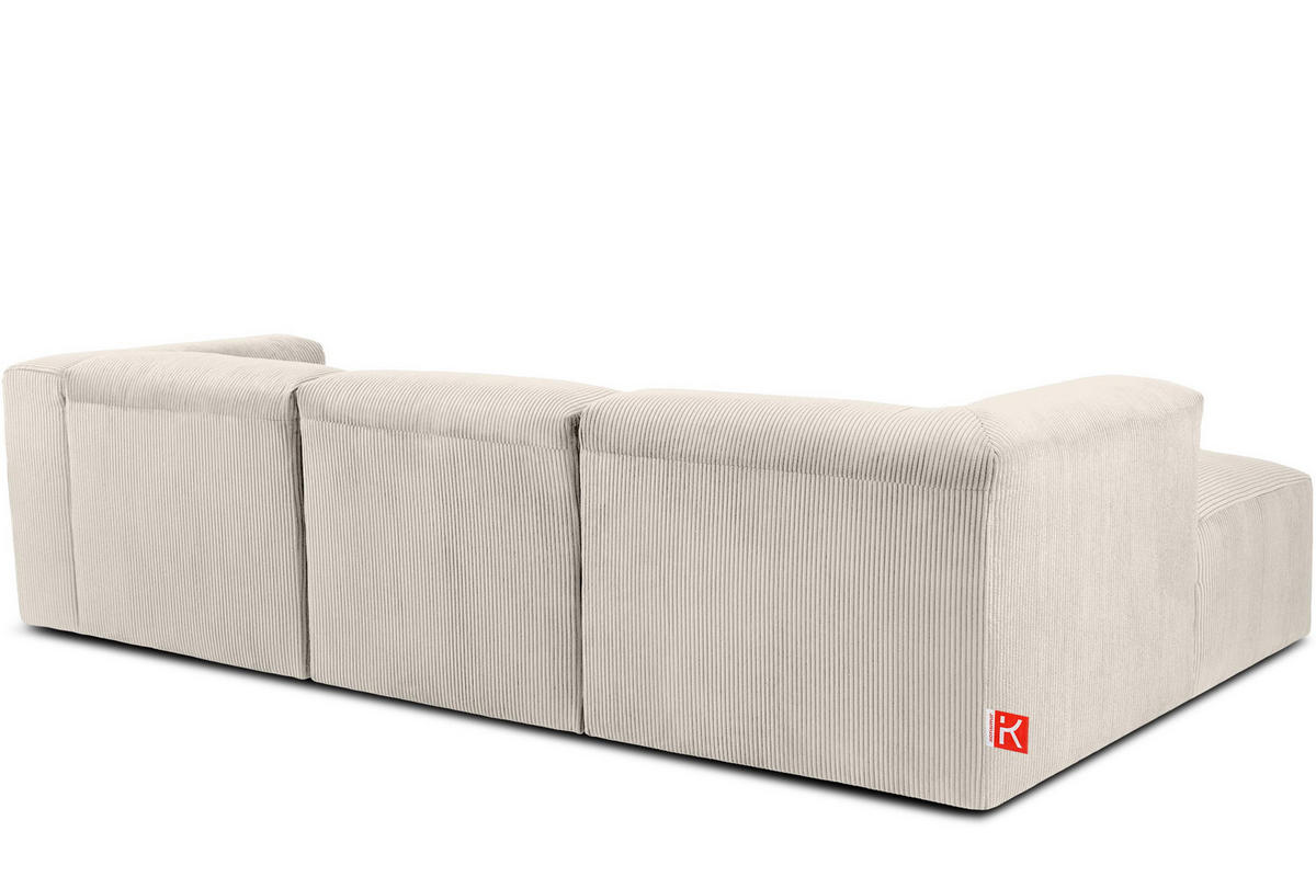 ECKMODULSOFA-LINKS BUFFO mit extrem weicher und bequemer Sitzfläche, Kordstoff, cremefarben - Creme, Textil (297/180cm) - KONSIMO®