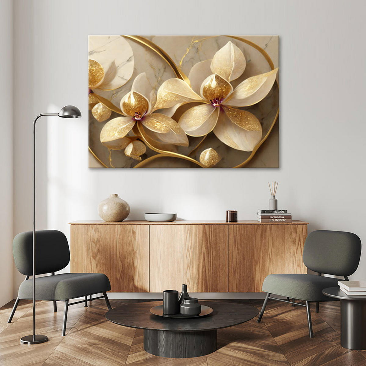 KUNSTDRUCK Gold 100/70 cm - Goldfarben, Textil (100/70cm) - KUNSTLOFT