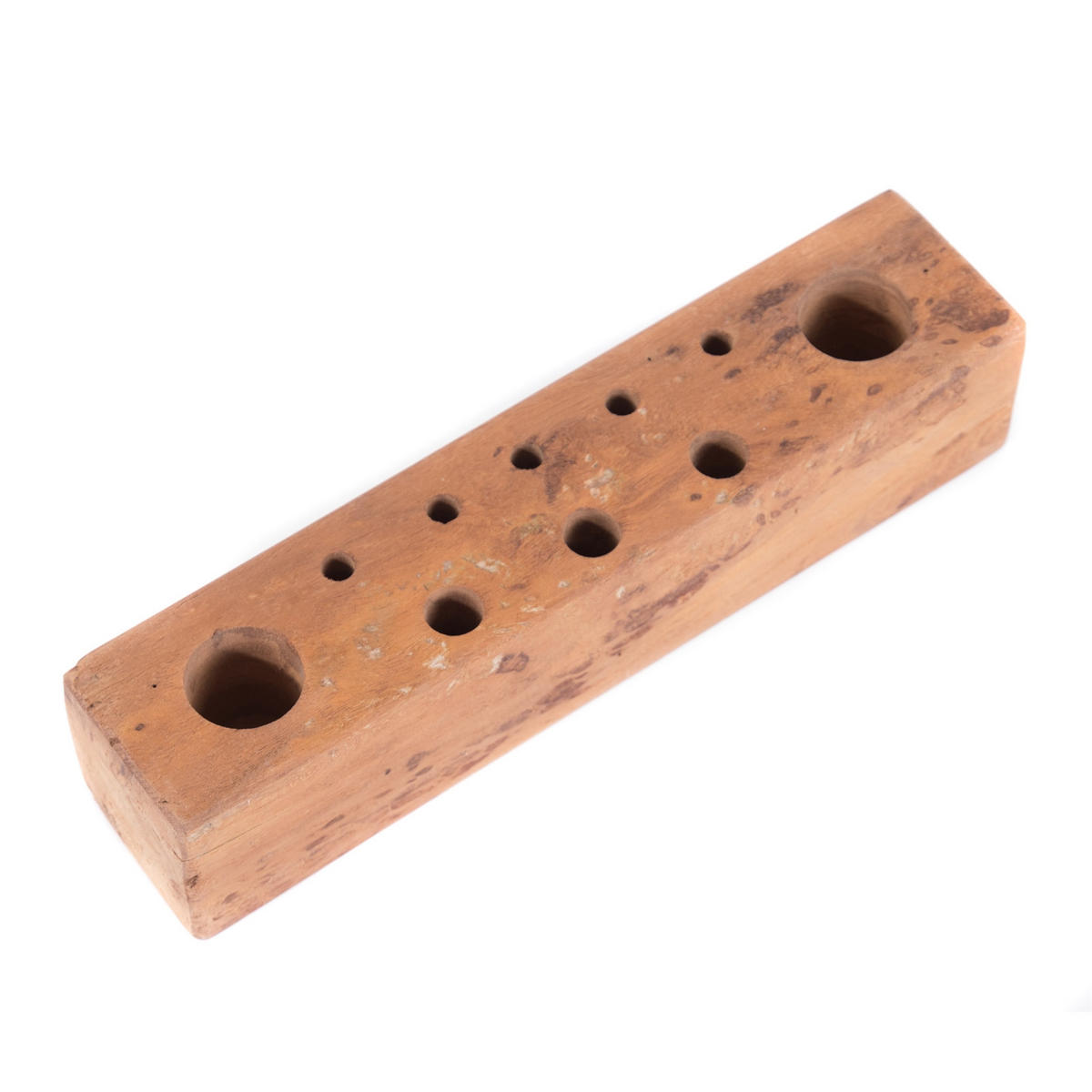 SCHREIBTISCH-ORGANIZER Station II Massivholz, 10 runde Fächer naturfarben - Naturfarben, Holz (8/36/8cm) - DESIGN DELIGHTS