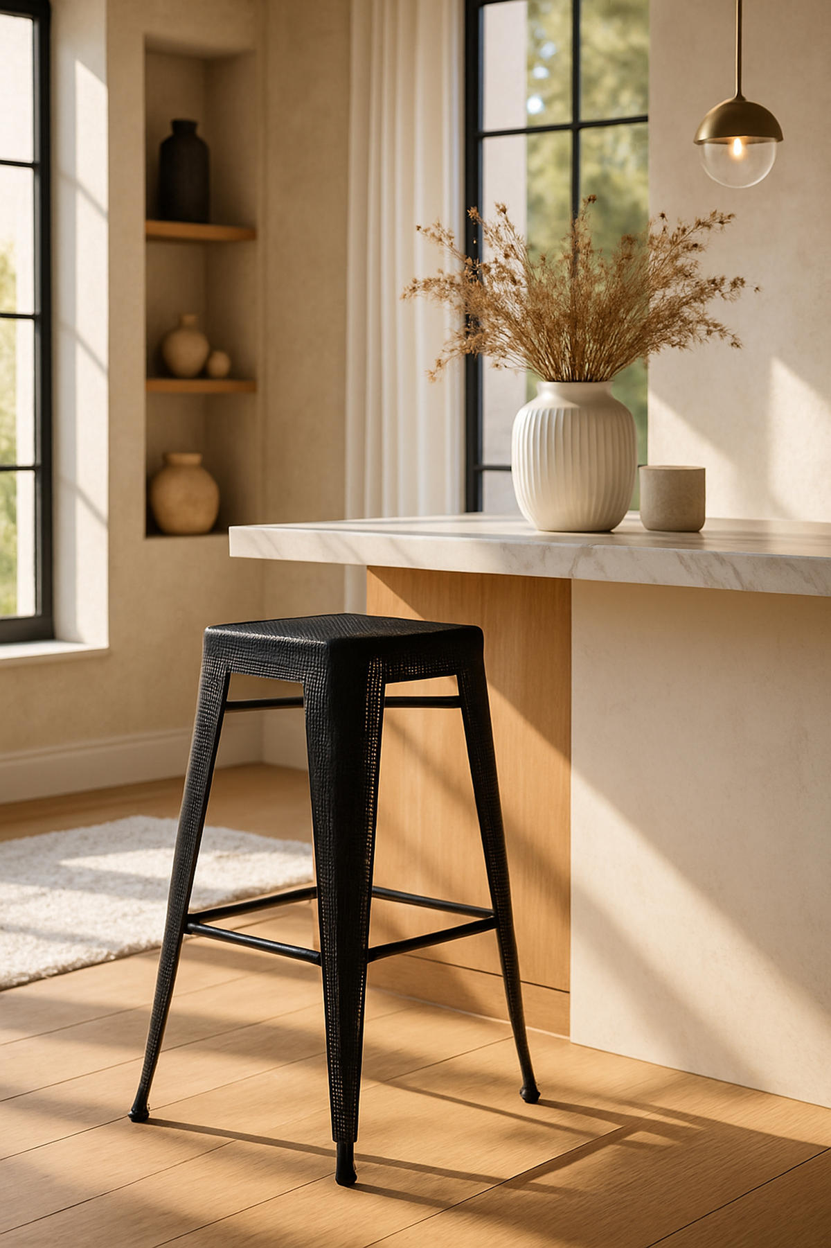 BARHOCKER Fluton schwarz - Schwarz, Kunststoff/Metall (43/77/43cm) - TPFLiving