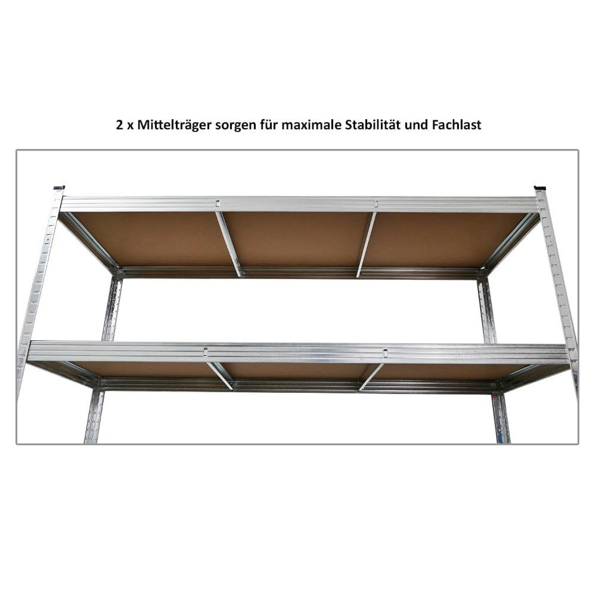 SCHWERLASTREGAL Taurus XL 3er-Set 180x160x60 cm Fachlast 250 kg Verzinkt - Silberfarben, Metall (480/180/60cm) - PROREGAL
