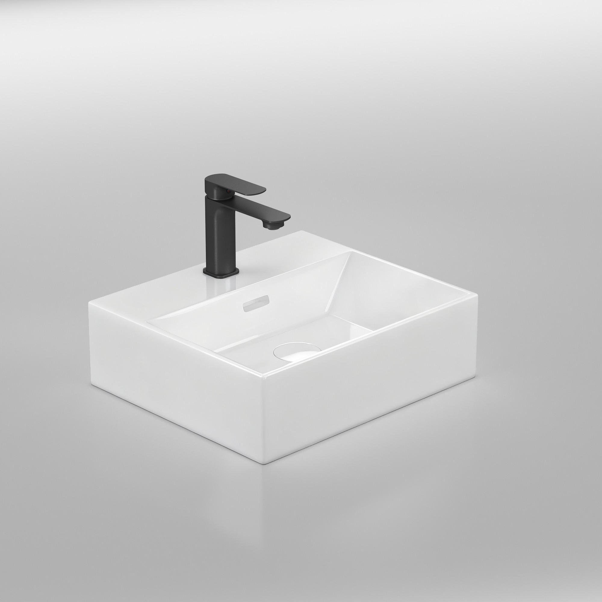 WASCHBECKEN mit Überlauf Weiß 41 / 36 / 13 cm - Weiß, Keramik (36/13/41cm) - EMKE