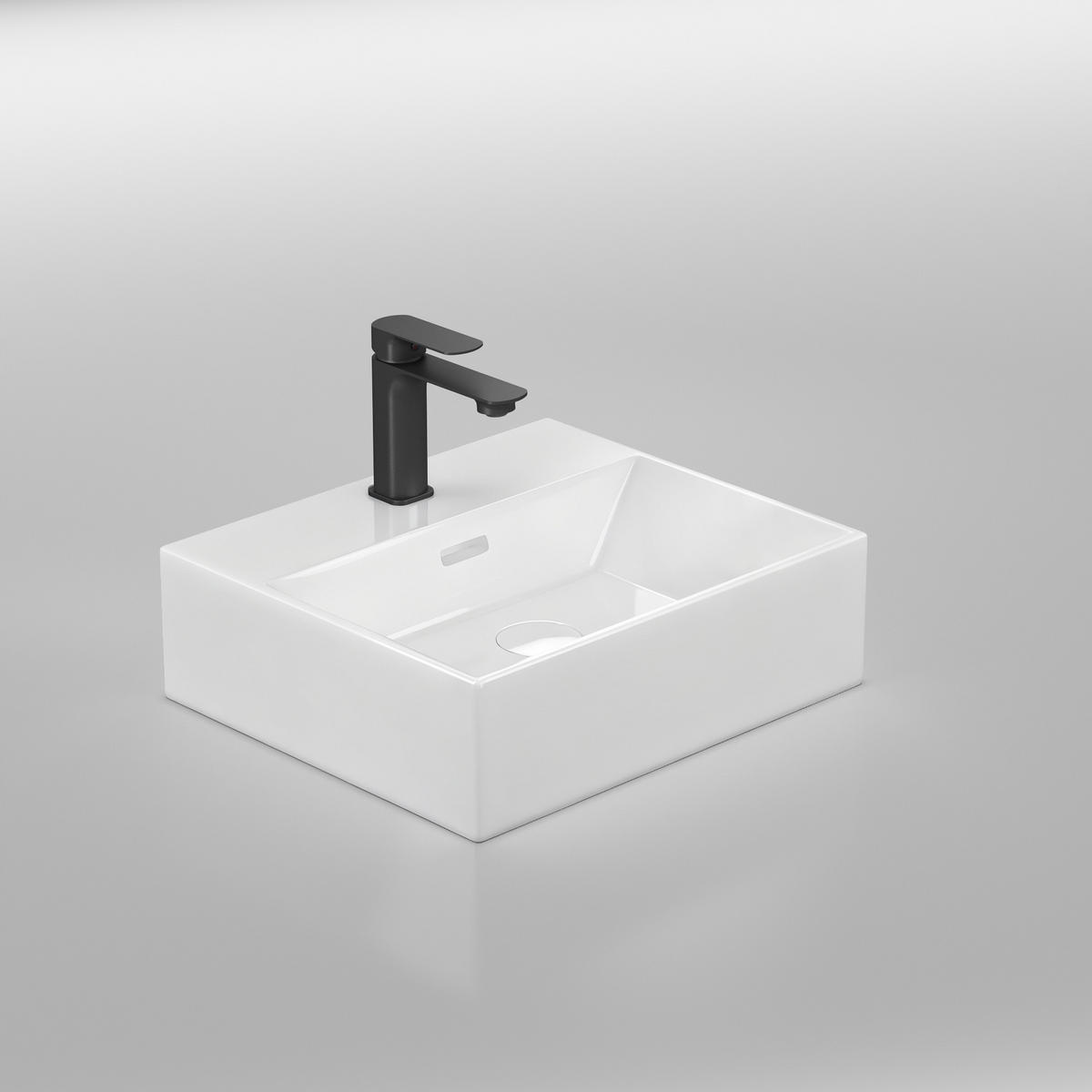 WASCHBECKEN mit Überlauf Weiß 41 / 36 / 13 cm - Weiß, Keramik (36/13/41cm) - EMKE