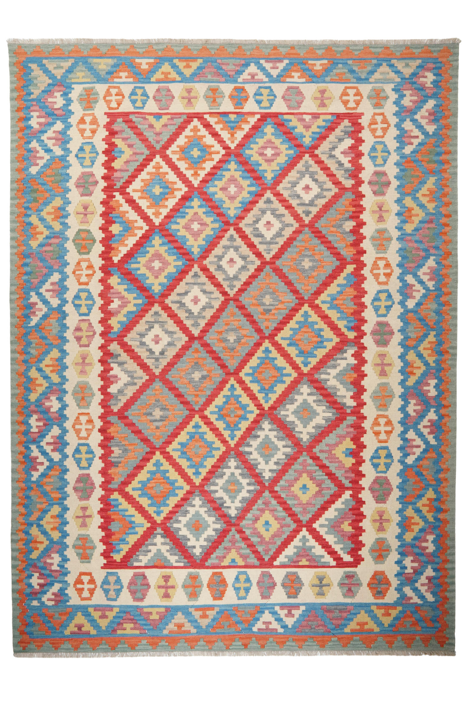 HANDWEBTEPPICH Kelim Gashgai Rot 354/261 cm Schurwolle - Rot, Textil (261/354cm) - Looma