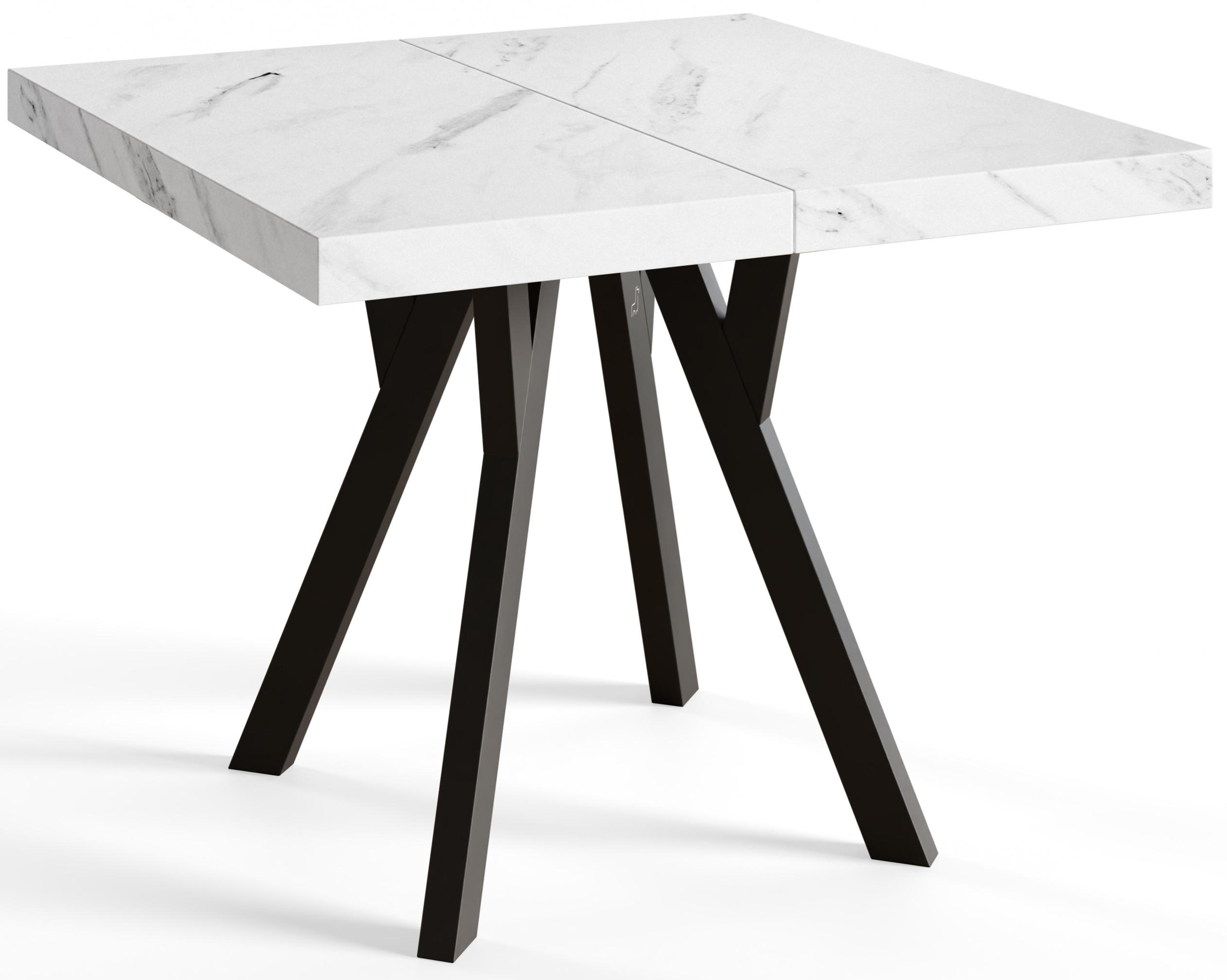ESSZIMMERTISCH RICO, ausziehbarer Tisch90-190X90X77 cm, Farbe: Beige, mit Holzbeinen in Farbe Schwarz - Hellgrau/Schwarz, Holzwerkstoff (90/90/77cm) - Alpi-Möbel
