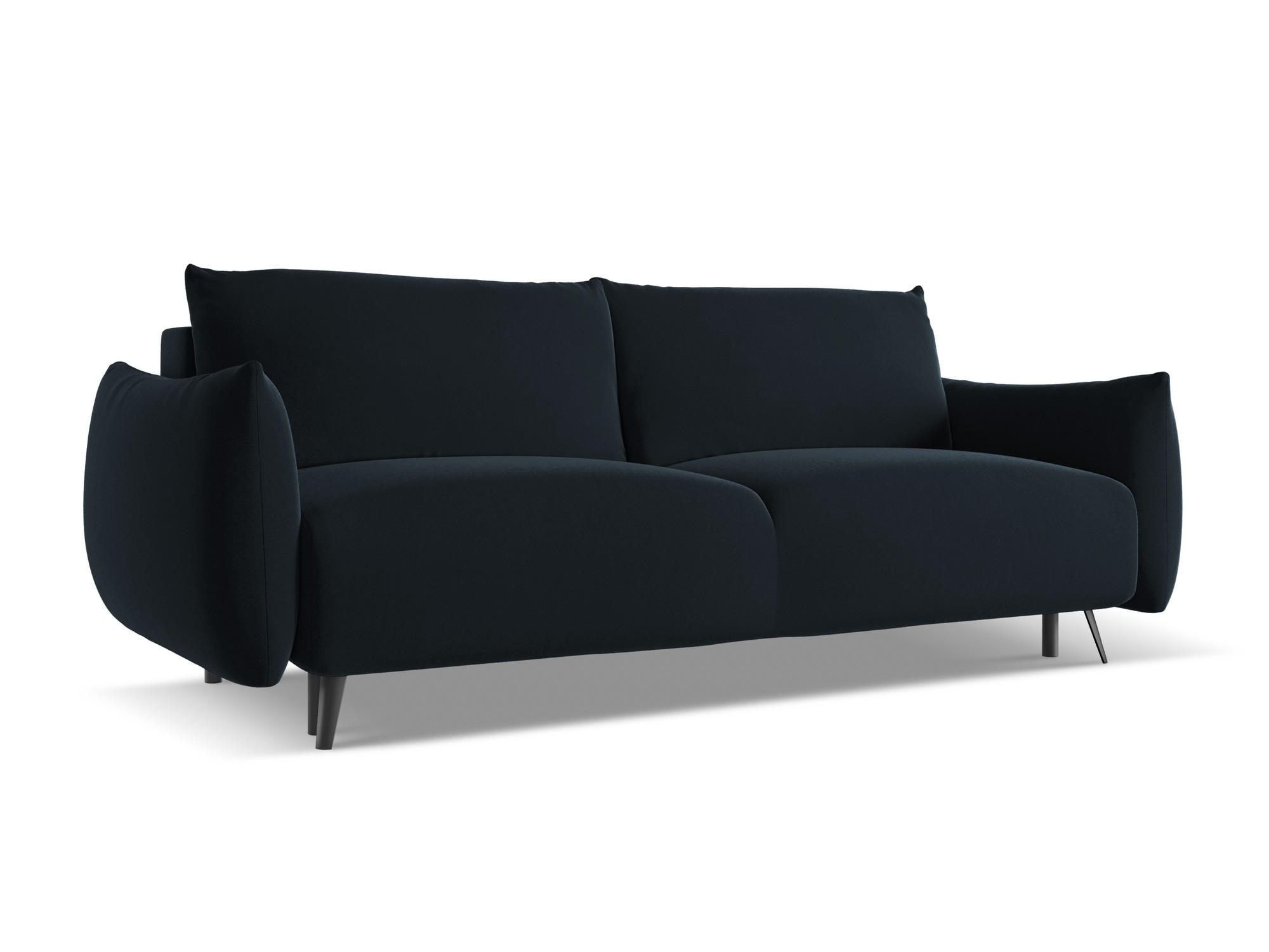 3-SITZER SOFA mit Schlaffunktion Samt Stoff Blau - Blau/Schwarz, Textil/Metall (230/86/105cm) - Makamii