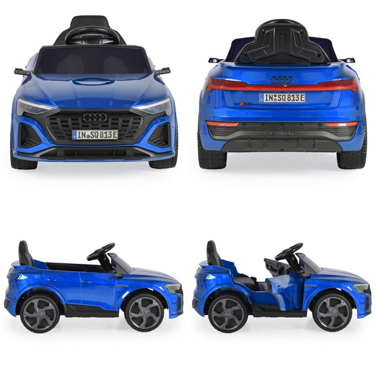 ELEKTROAUTO Audi SQ8 e-tron blau EVA-Reifen Musik Licht MP3-Eingang Gurt - Blau, Kunststoff (99/54/46cm) - Moni