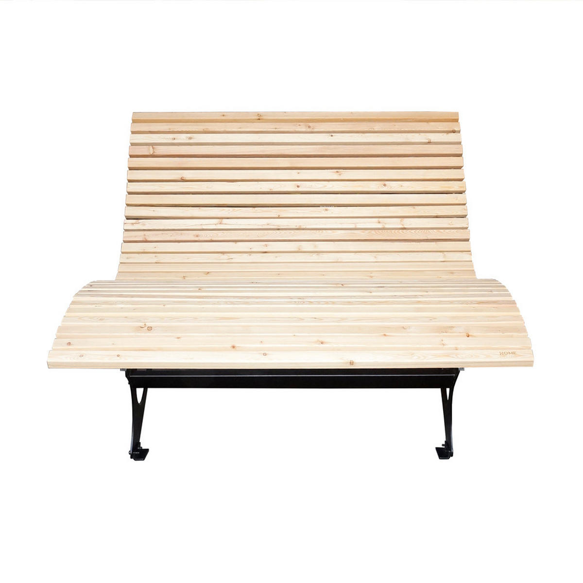 WELLENHOLZLIEGE TAIGA - 2 - Anthrazit/Lärchefarben, Holz (148/105/152cm) - Home Deluxe