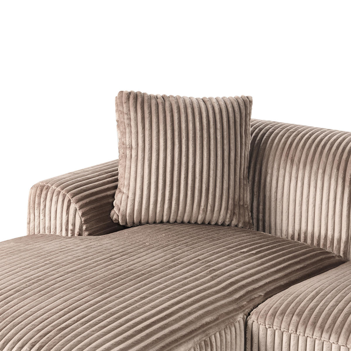 ECKSOFA Cord Hellbraun rechtsseitig Stenum - Hellbraun/Messingfarben, Textil (242/168cm) - Beliani