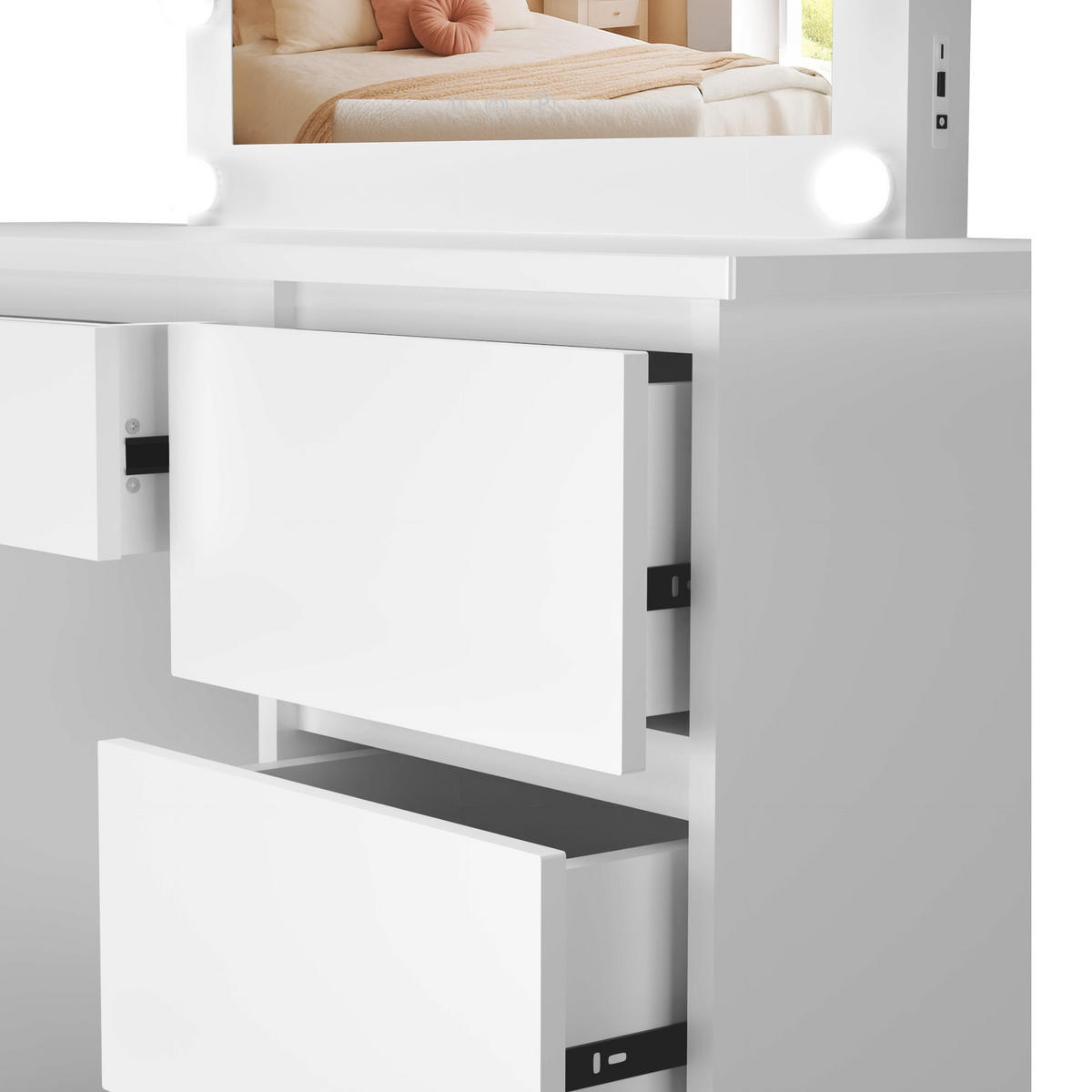 SCHMINKTISCH eckig 130/45/145 cm Holz Weiß - Weiß, Holz (130/145/45cm) - CLP