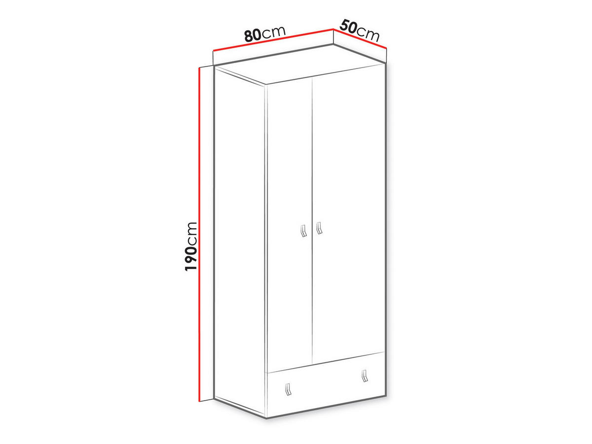 KLEIDERSCHRANK Planet 03 - Eichefarben/Schwarz, Holzwerkstoff (80/190/50cm)