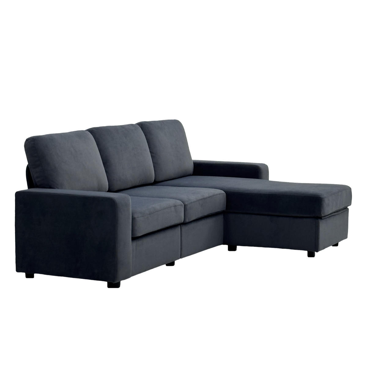 ECKSOFA 245.5/150.5/86.5 cm Dunkelgrau mit Stauraum und Ottomane - Dunkelgrau, Textil (245.5/150.5cm) - Oxeza