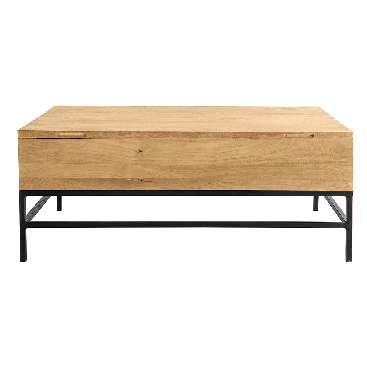 COUCHTISCH Aufklappbar Industrie Mangoholz Metall L110 YPSTER - Dunkelbraun, Holz (110/70/45cm) - Miliboo