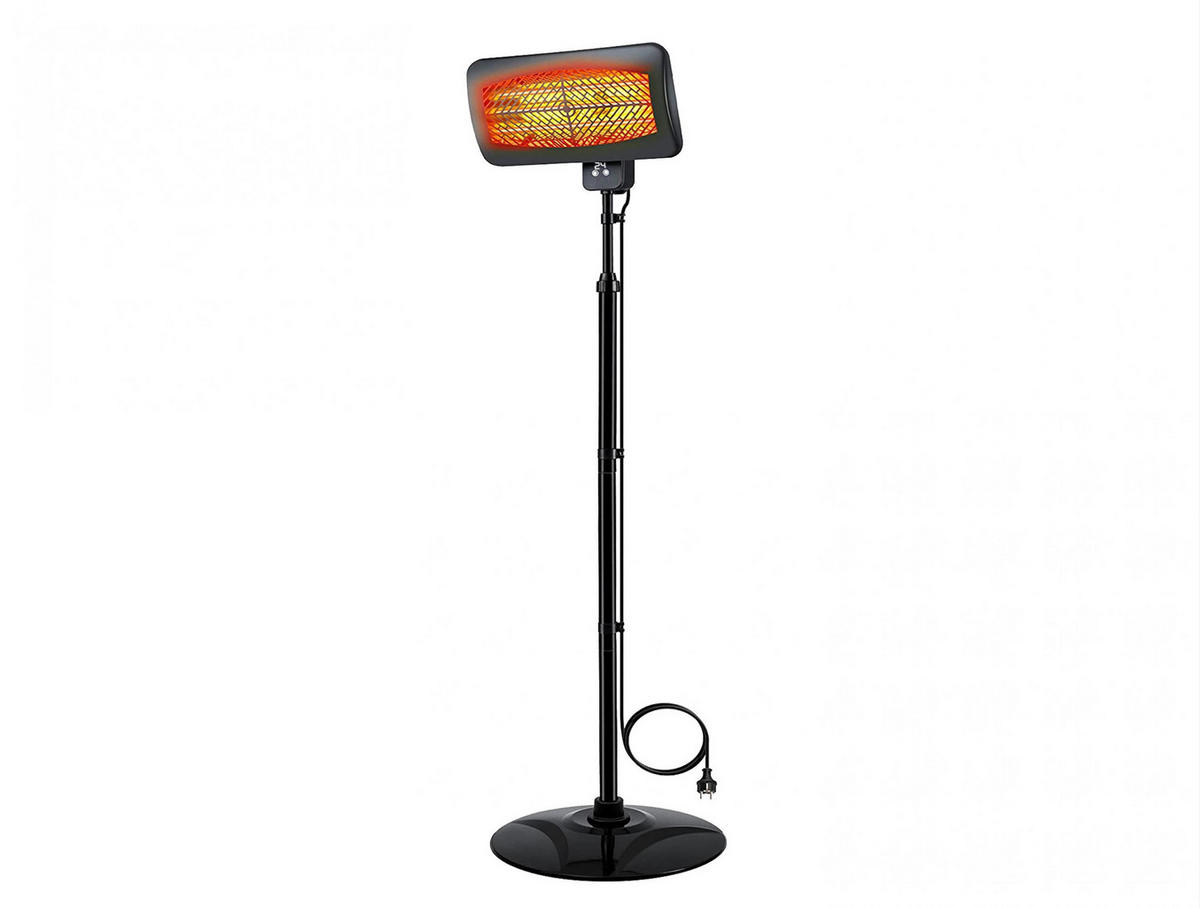 HALOGEN-HEIZUNG auf Standfuß Schwarz outdoortauglich und höhenverstellbar 2000 W - Schwarz, Kunststoff/Metall (51/210/51cm) - Purline