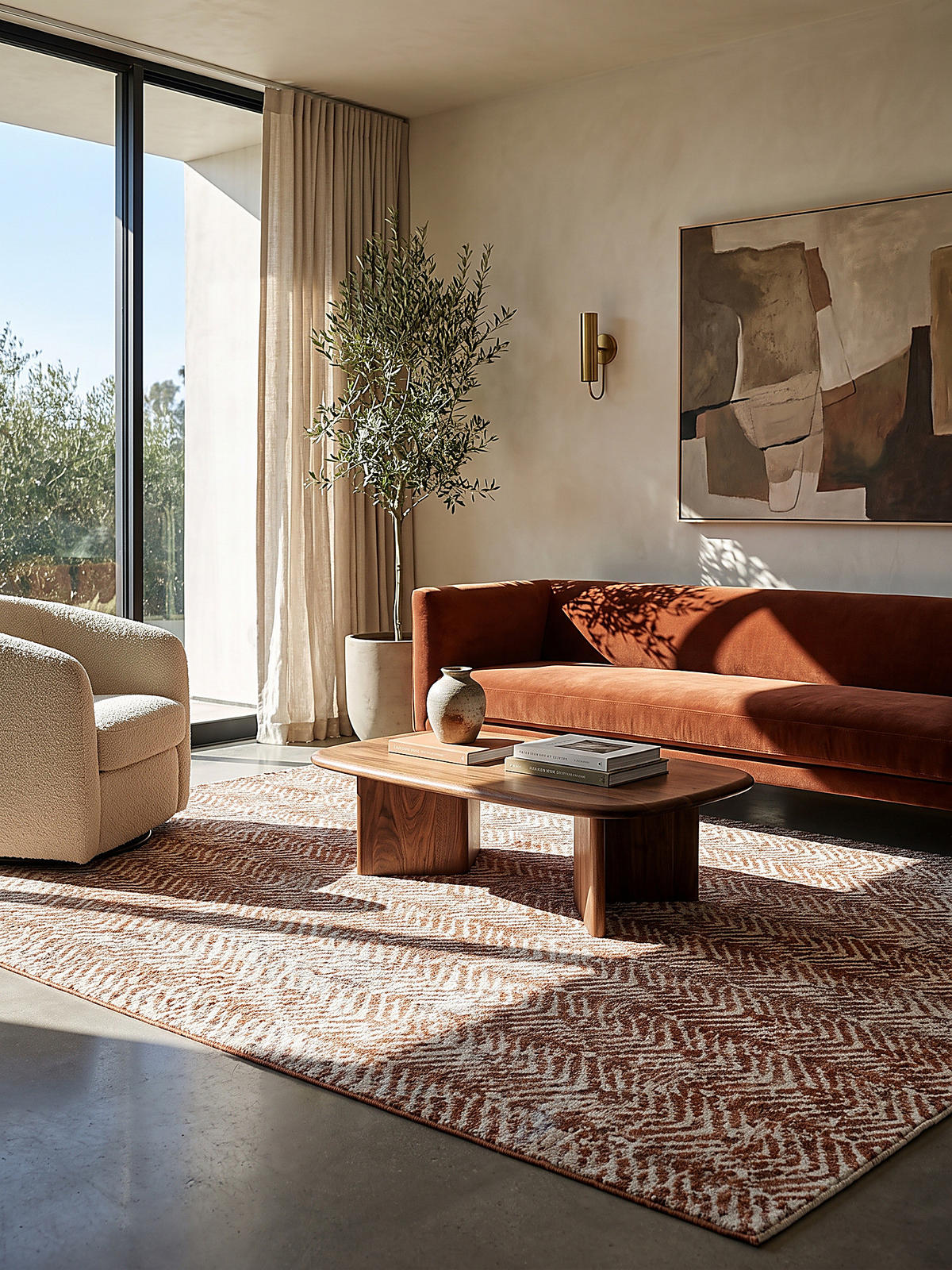 KURZFLORTEPPICH CROAL, Chevron, Natur-Terrakotta, 160 x 230 cm - Beige, Textil (160/230cm) - KADIMA DESIGN