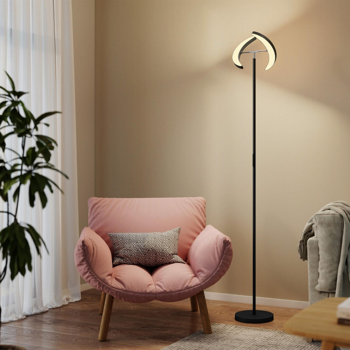 STEHLEUCHTE 30/188 cm Schwarz, dimmbare Lampe - Schwarz, Kunststoff (30/30/188cm) - Oxeza