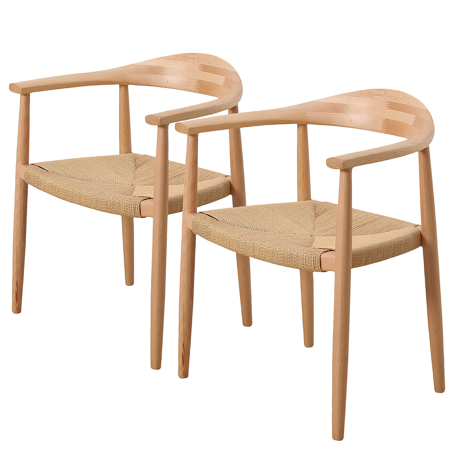 ARMLEHNENSTÜHLE - Buche massiv / Papierschnurgeflecht, Braun, 2er-Set - Braun, Papier (64/78/52cm) - home24