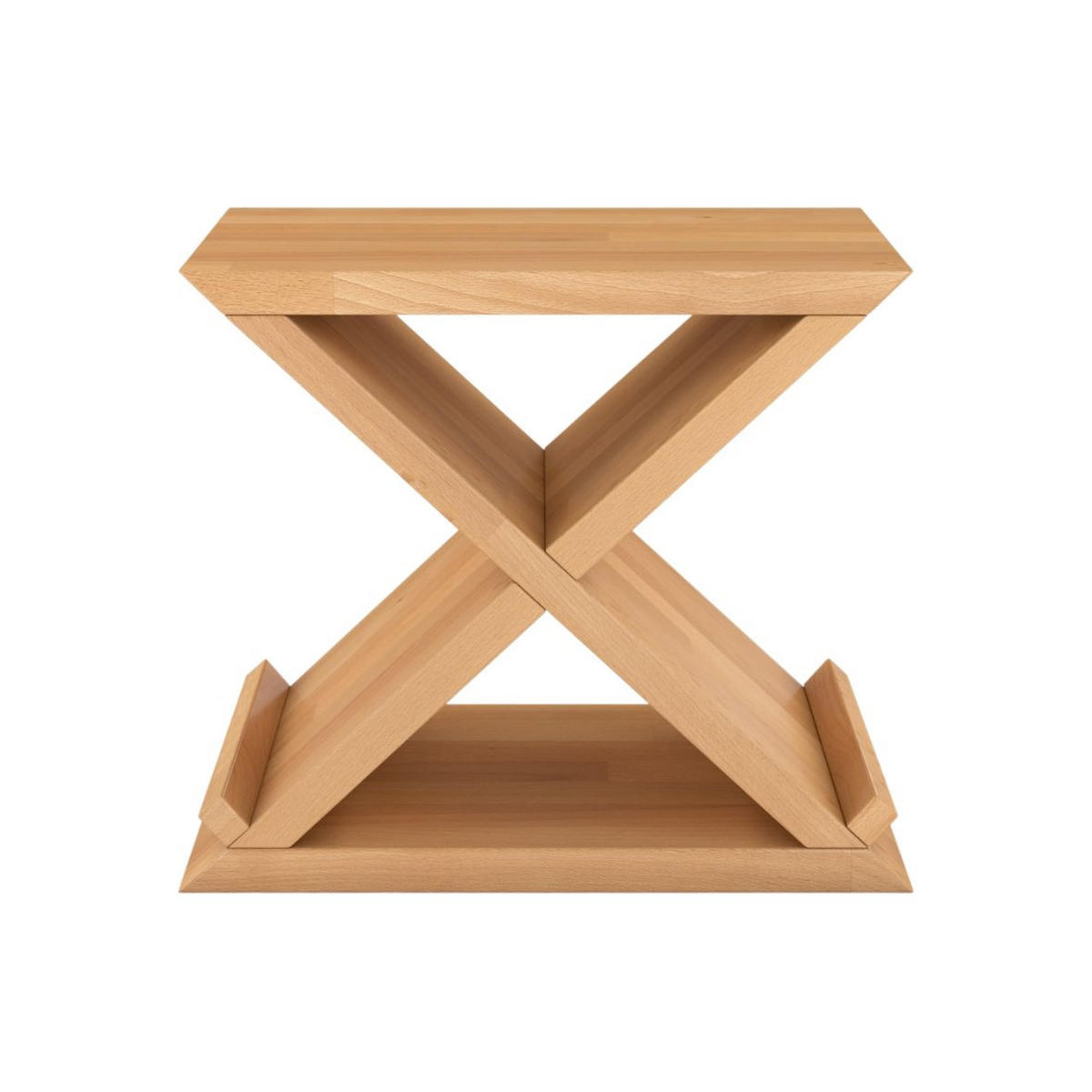 MASSIVHOLZNACHTTISCH Jarocin in X-Form, Buche - lackiert, Naturfarben - Buchefarben, Holz (42/40/30cm) - Visby